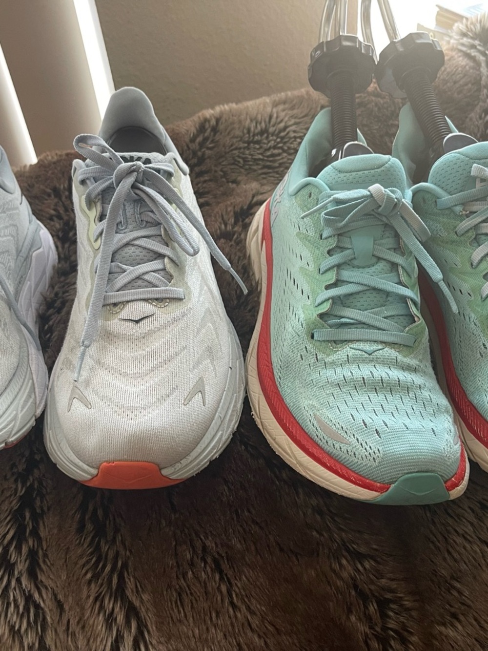 Hoka Women’s Running Shoes - Light Gray & Mint with Coral Trim price for 2 pairs